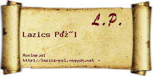 Lazics Pál névjegykártya
